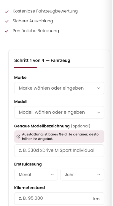 Autohaus Odenwälder Ankauf-Formular mit Autegro
