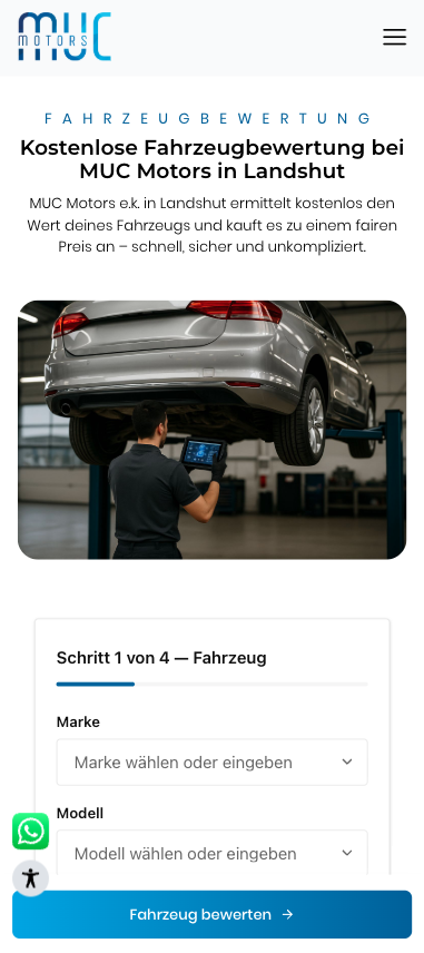 Muc Motors Ankauf-Formular mit Autegro