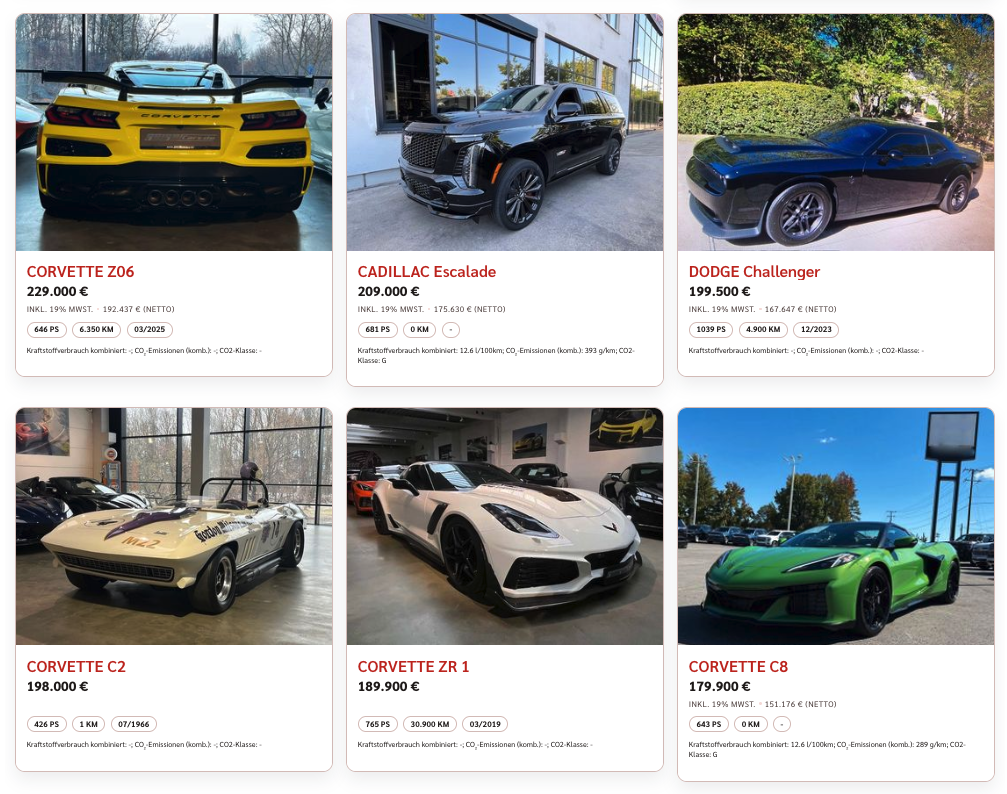 Geigercars Fahrzeugübersicht mit Autegro