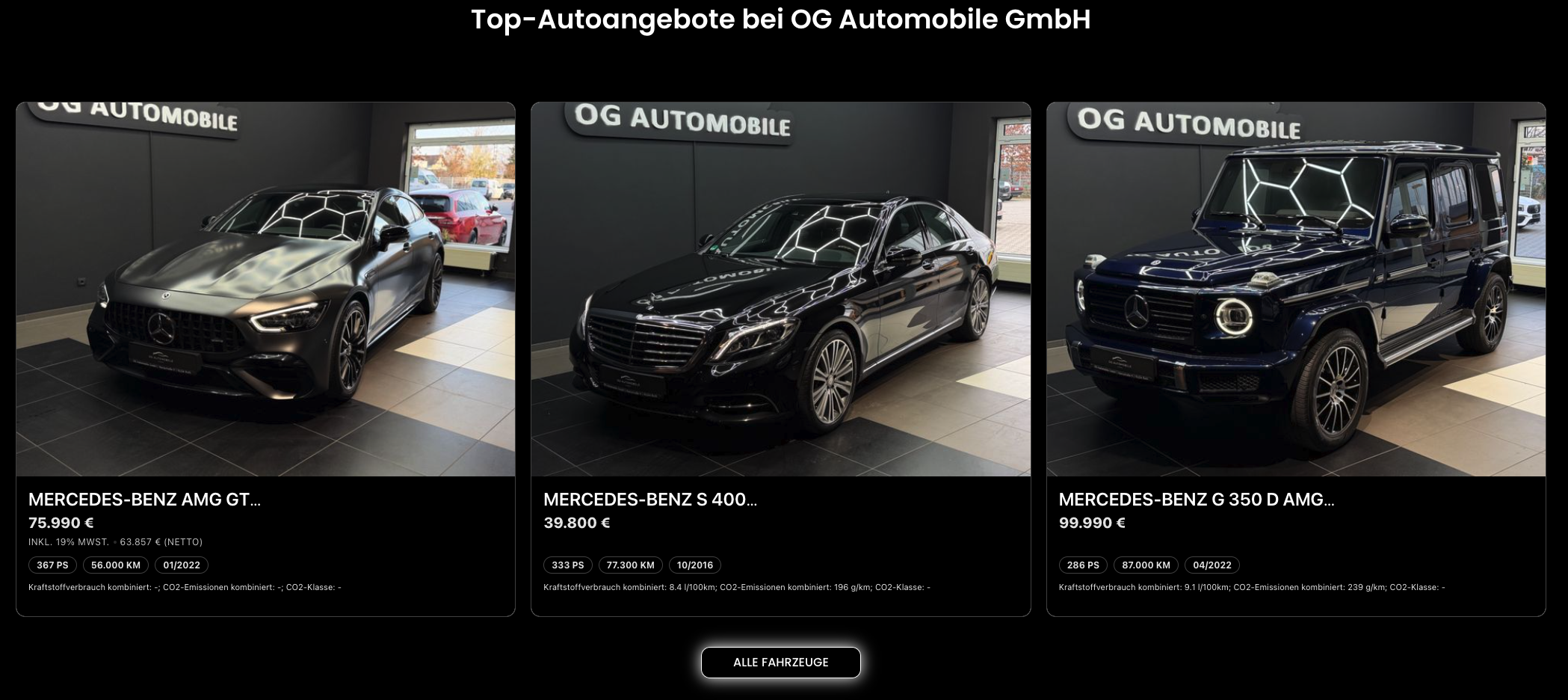 OG Automobile Fahrzeugübersicht mit Autegro