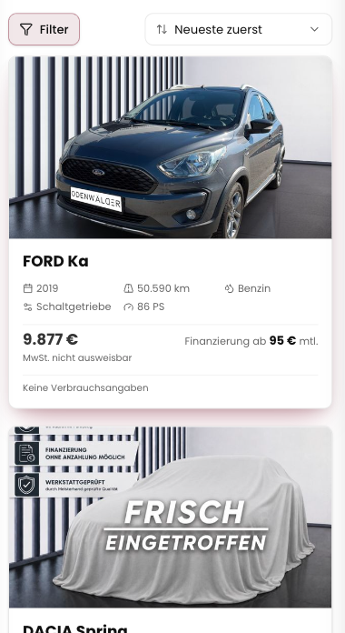 Autohaus Odenwälder Fahrzeugübersicht mit Autegro